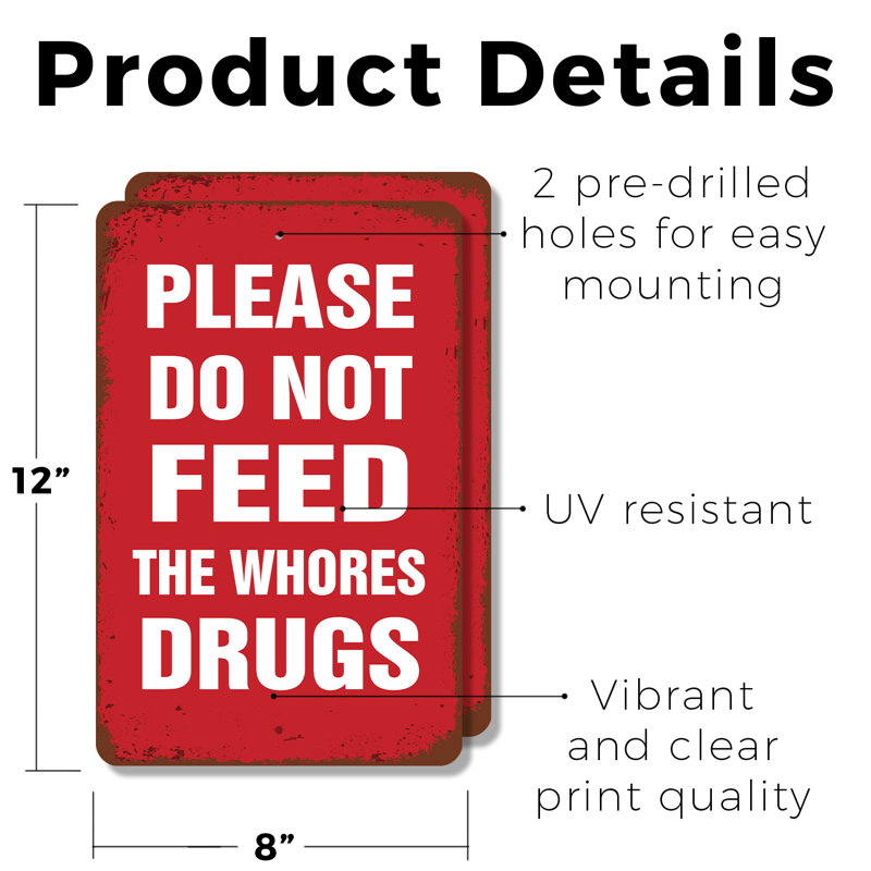 Veuillez ne pas nourrir les médicaments Wh @ res (paquet de 2) en plastique de 8 po x 12 po