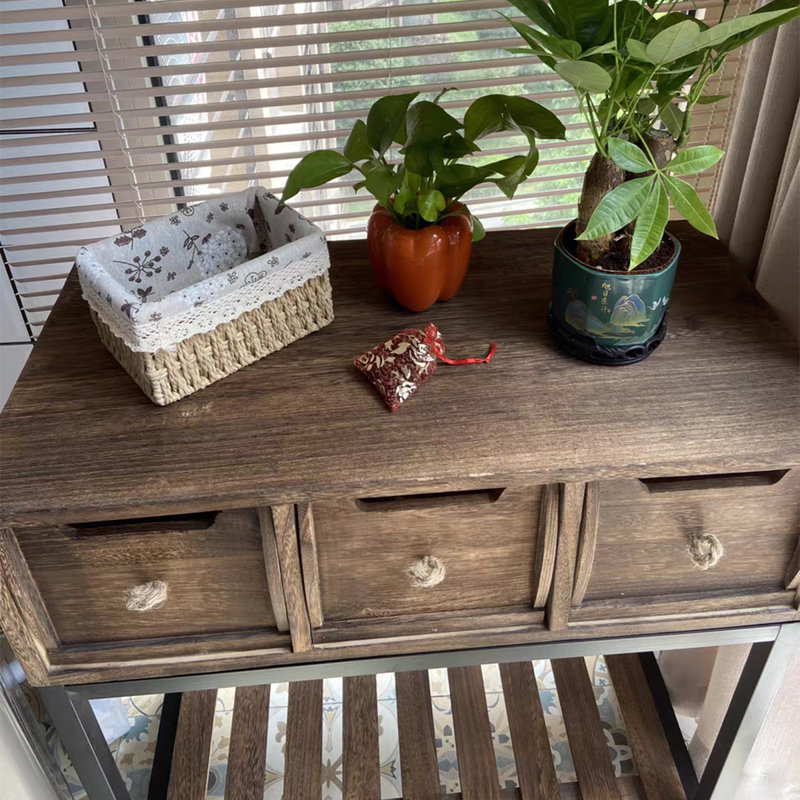 Dark Walnut Solid Wood Rectangular Console Table, 30.31" H x 26.77" W x 13.78" D