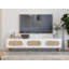 Meuble télé mural moderne, blanc, 70,9 x 16,8 x 12,4 pouces | 100% panneau de particules enduit de mélamine, épaisseur: 0,7 pouce | Tissu en jute durable, design élégant et peu encombrant, parfait pour le salon et les espaces de divertissement