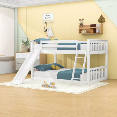 Wooden Full Over Full Bunk Bed With Reversible Slide And Ladder by Harriet Bee