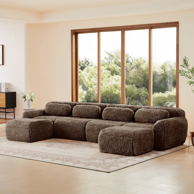 Canapé en forme de U sans os, fond en éponge haute densité 32D, conception antidérapante, aucun assemblage requis, conception ergonomique, emballage sous vide à combinaison complète, pour les salons, les études