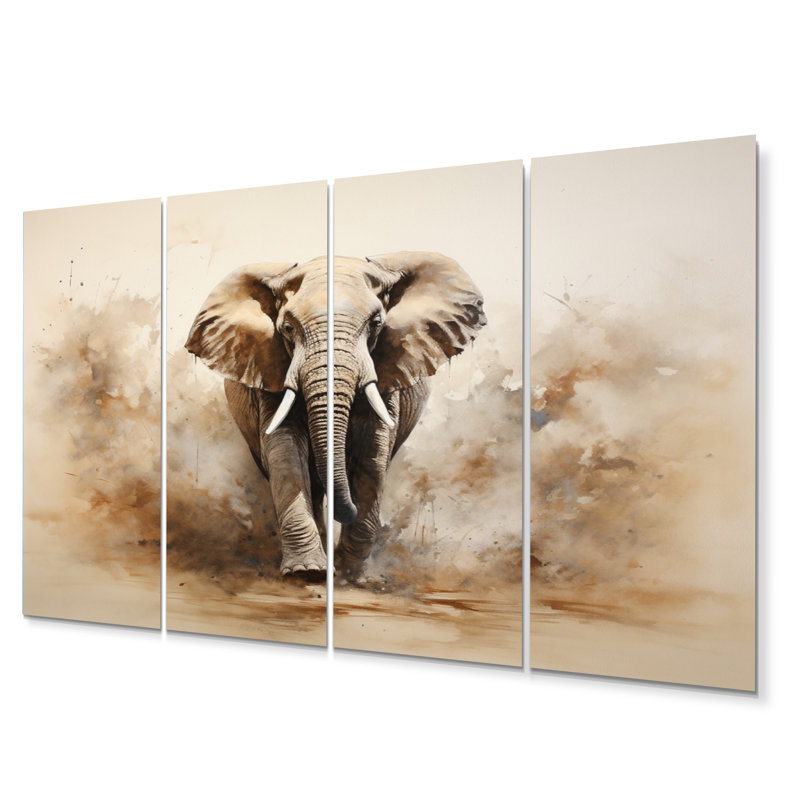 Minimalisme éléphant Grace I - ensemble de décoration murale animaux en métal