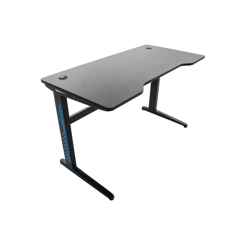 Solid Wood Top Metal Base Computer Desk