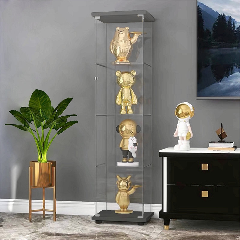 Vitrine à une porte avec 4 tablettes, Noir