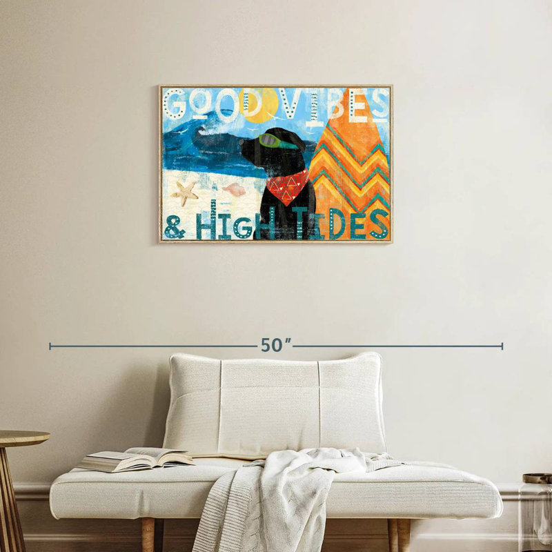 Good Vibes II, Cadre flottant en bois naturel, 31 po x 21 po