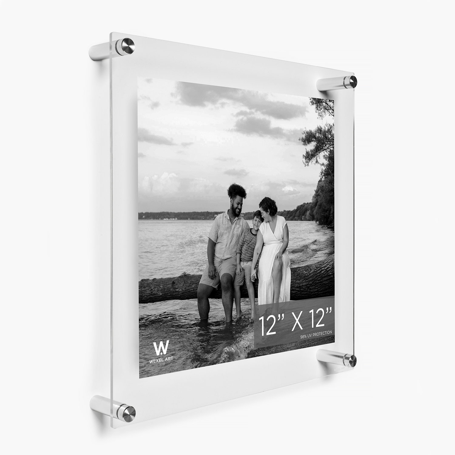 Acrylic Floating Picture Frame, Silver, 12" W x 12" H
