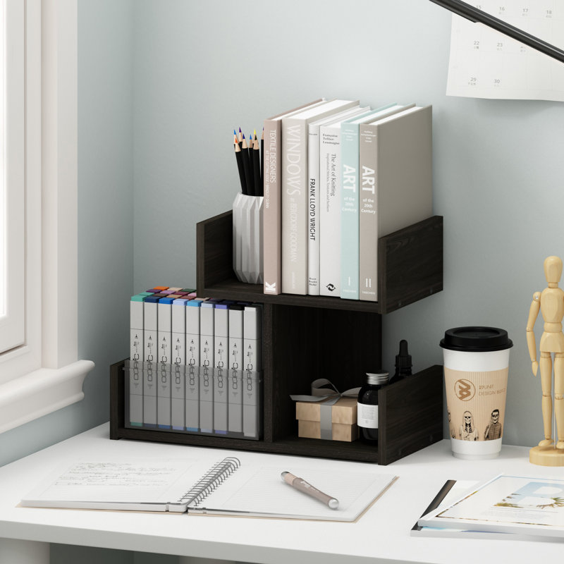 Meghanne Wooden Desktop Storage Organizer for Home and Office Supplies, Espresso