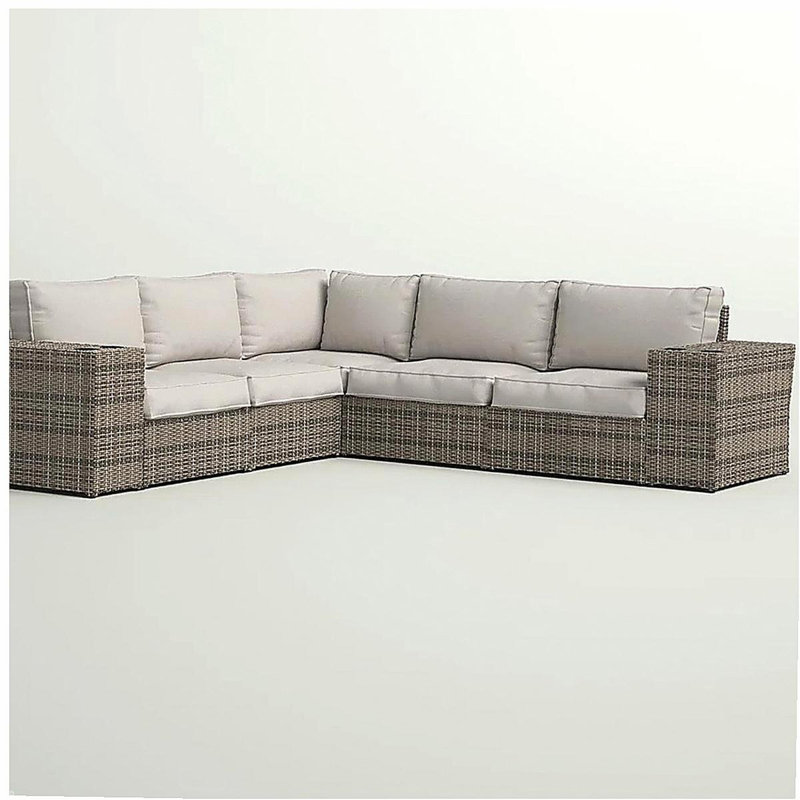 Canapé modulaire d'extérieur en osier de 102 po de large avec coussins LSI - Conception entièrement assemblée et réversible