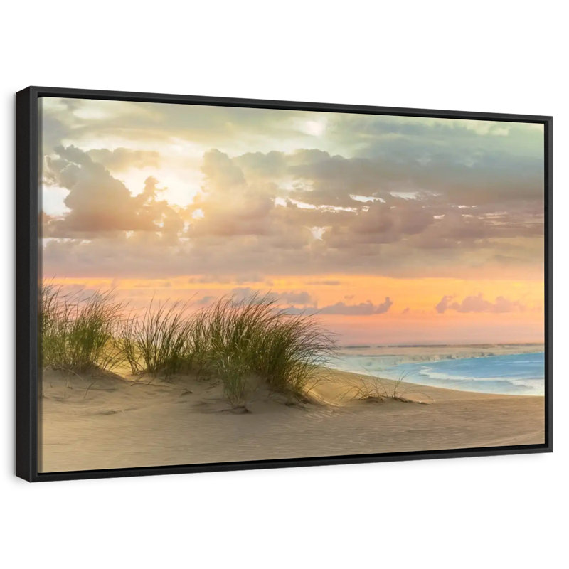Herbe de mer et crépuscule, Cadre flottant noir, 31" X 21"