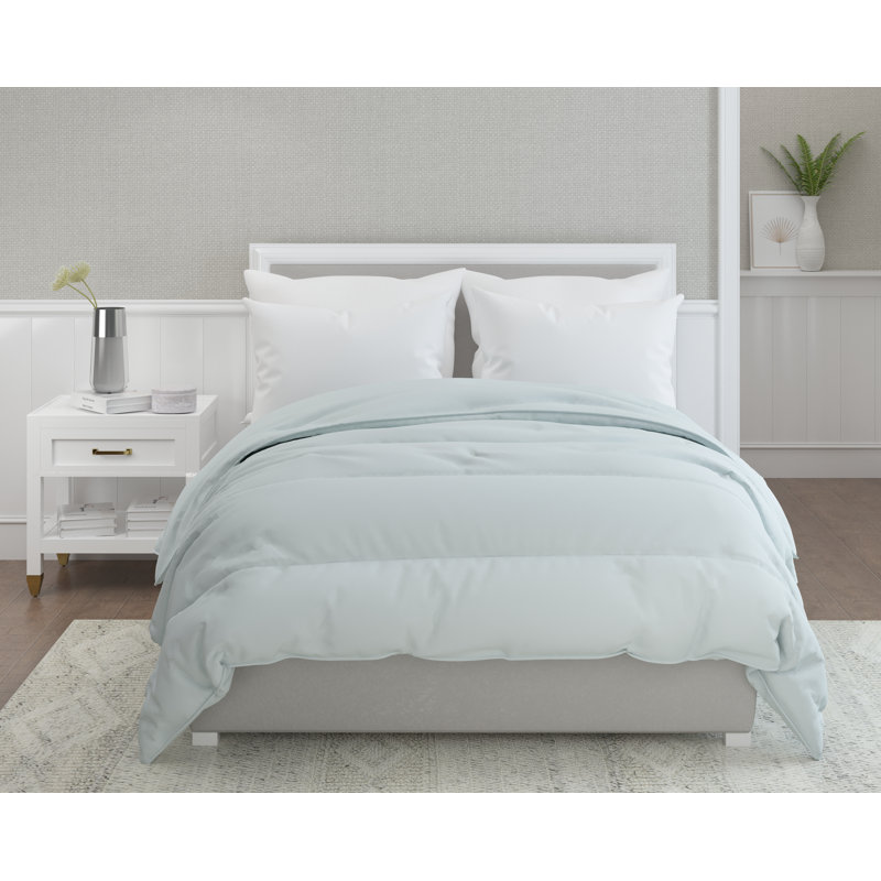 300tc Cotton Sateen Down Alternative Comforter, Blue, Queen Comforter