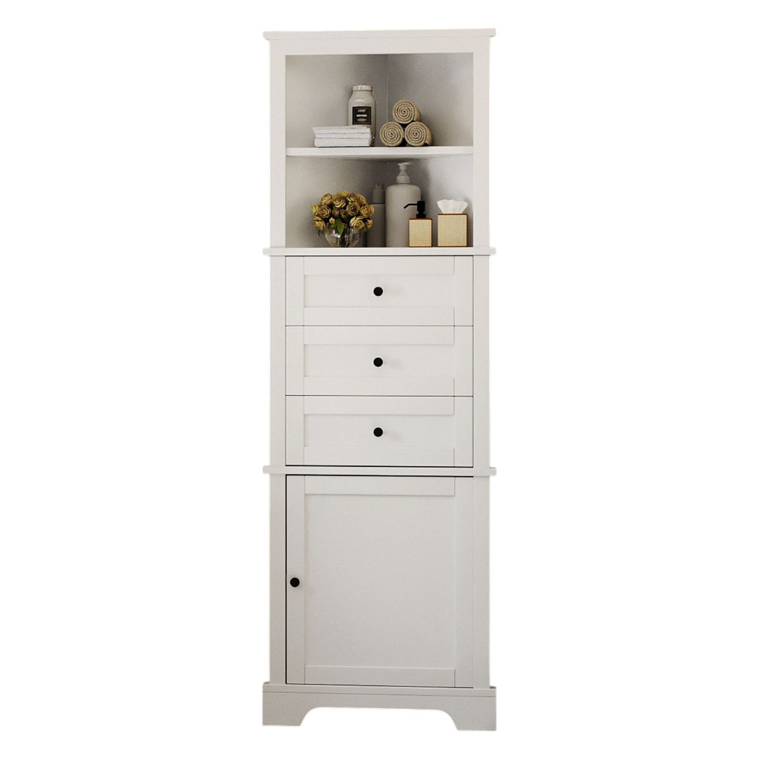 Anegada Freestanding Bathroom Cabinet,Tall Storage Cabinet with 3 Drawers and Adjustable Shelves Wildon Home® 