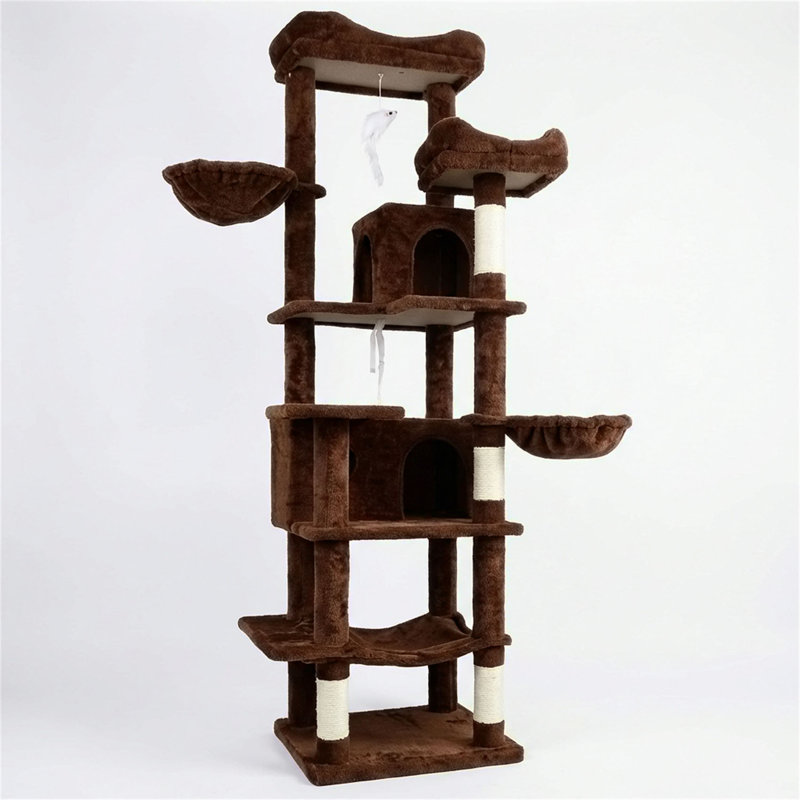 Multi-Level Cat Tree Cat Tower With Hammocks, Hanging Basket, Cat Cave, Removeable Cushion And Scratching Posts