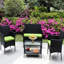 Mobilier de patio 4 pièces: fauteuils d'extérieur et table d'ordinateur en verre trempé avec coussins-117804205