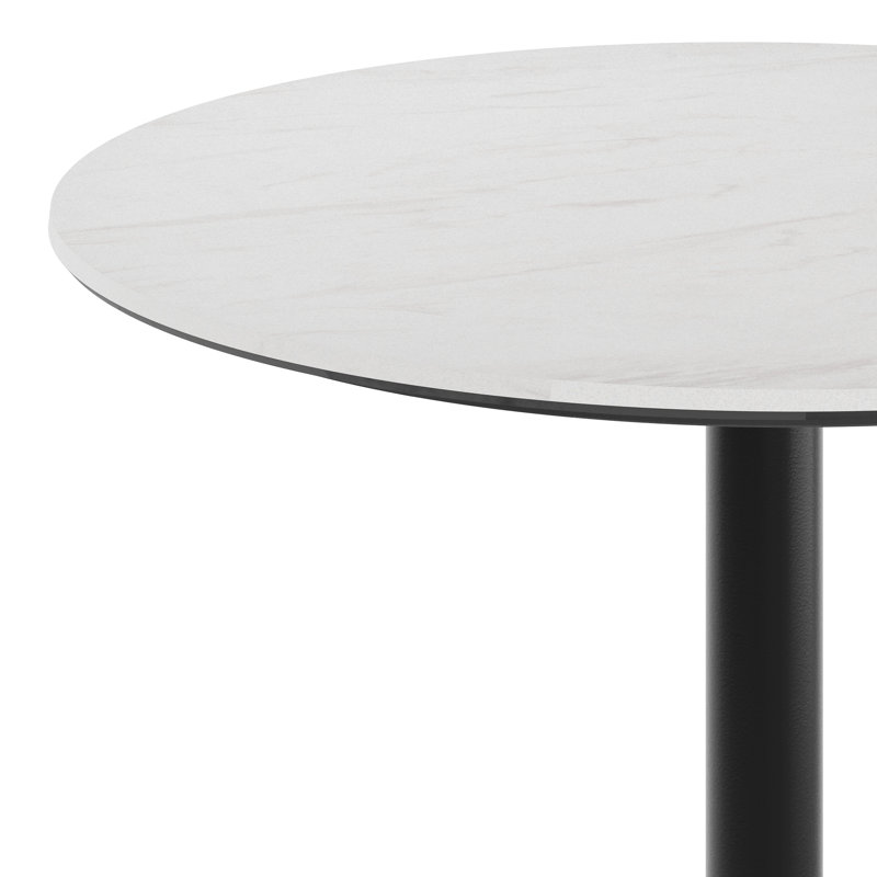 Commercial Seamless Surface Tabletop with Bar Height Round Base, 42"H x 36"L x 36"W, White