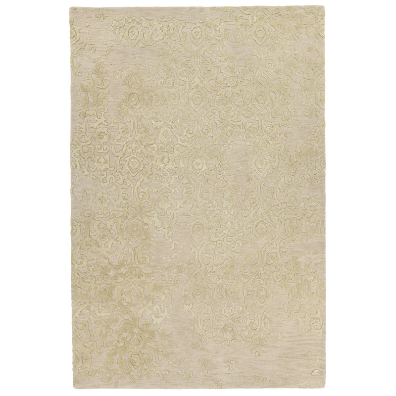 Tapis ivoire/jaune touffeté à la main Boothby, 7 pi 9 po X 10 pi 6 po