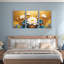 Tableau mural sur toile tendue à motif floral de lotus doré (ensemble de 3)-118089188