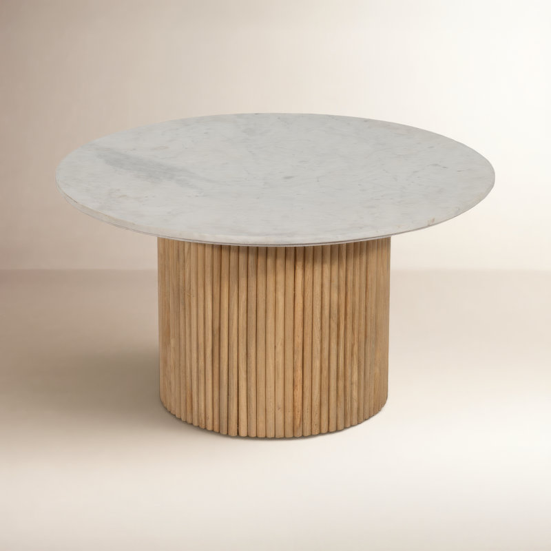 Table basse Neale, Plateau blanc / base naturelle