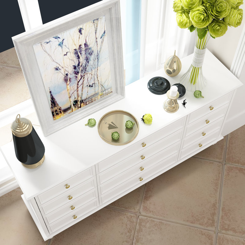 12-Drawer Accent Chest With Elegent Design, White 