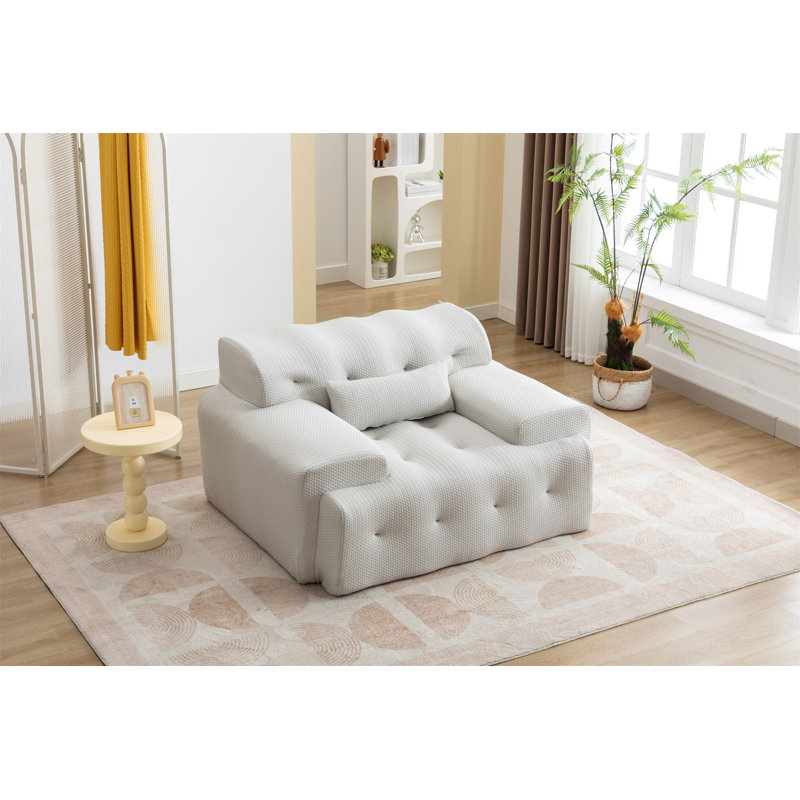 Boneless Large Size 1 Seater Sofa, Beige Foam