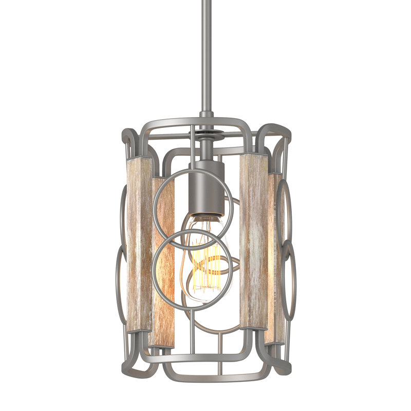 Inlight 8" Modern Farmhouse 1-Light Pendant for Kitchen Island, Open Cage Design, IN-0336-1-WD