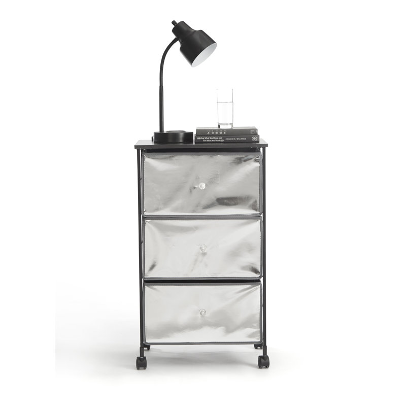 Chariot de rangement pour tablette en miroir à 3 compartiments