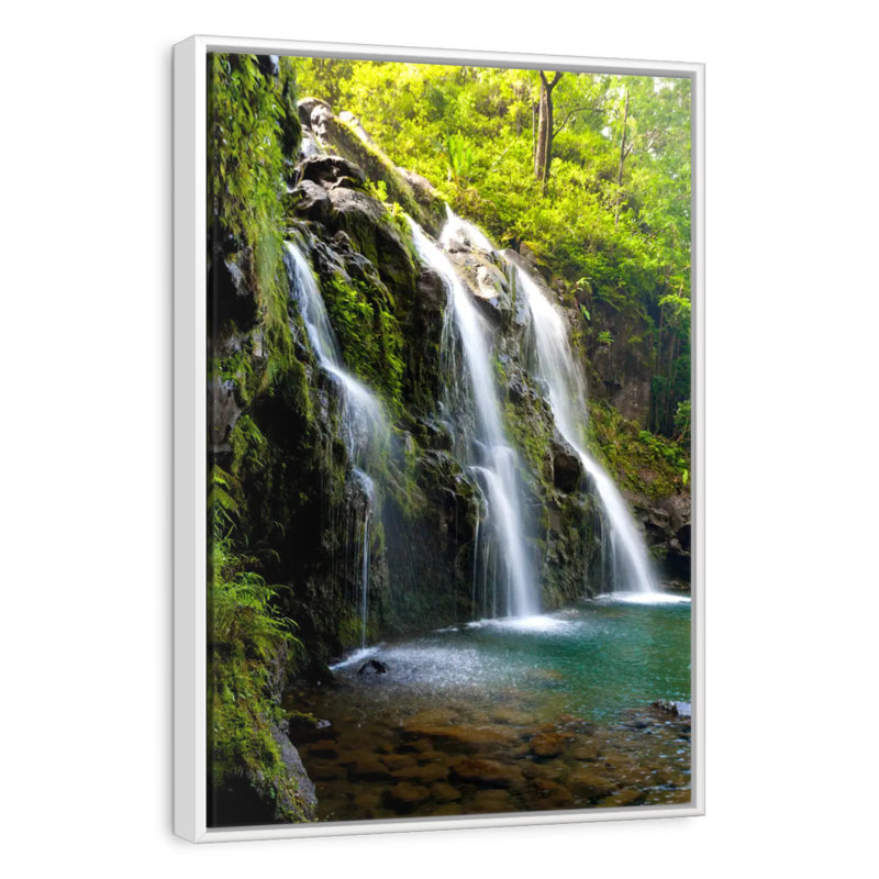 Chutes de Hana, Floating Frame White, 21 po x 31 po