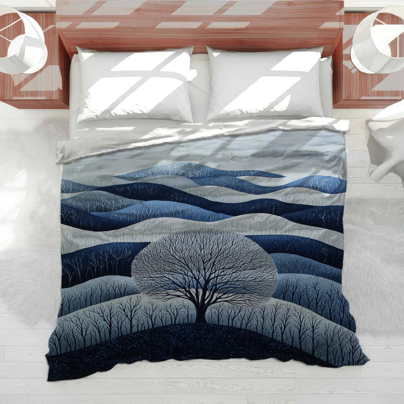 Édredon nature paysage d'hiver scandinave, Édredon simple