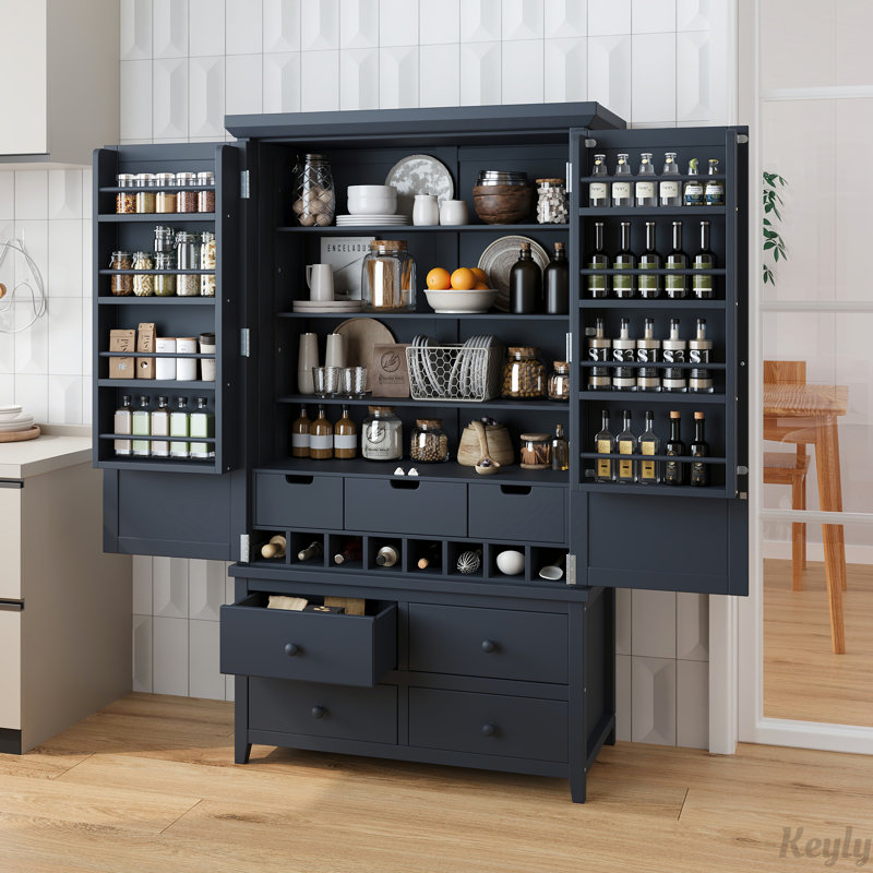 Grand garde-manger autoportant, armoire de rangement, Gris