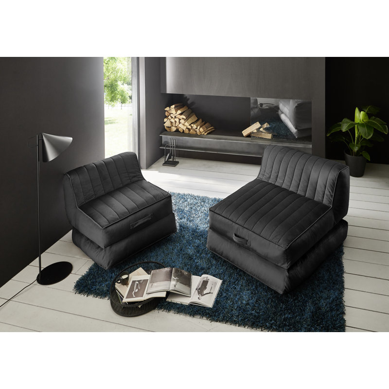 Upholstered Chaise Lounge, Polyester anthracite
