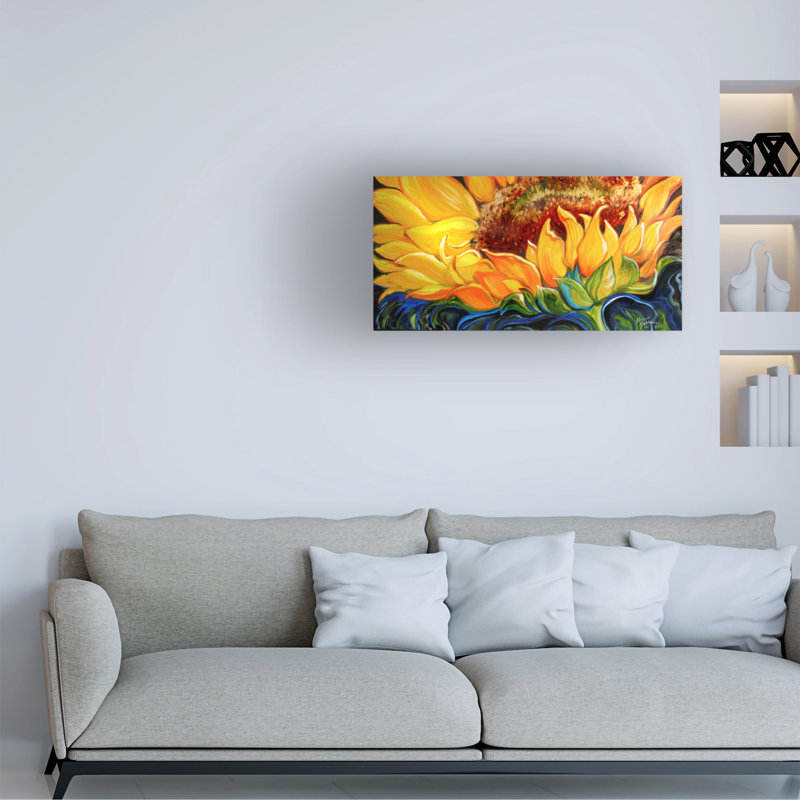  Art mural sur toile tendue - art mural Marcia Baldwin «Sunflower Rise'N Shine» pour le salon, la chambre à coucher ou le bureau - 24 x 47
