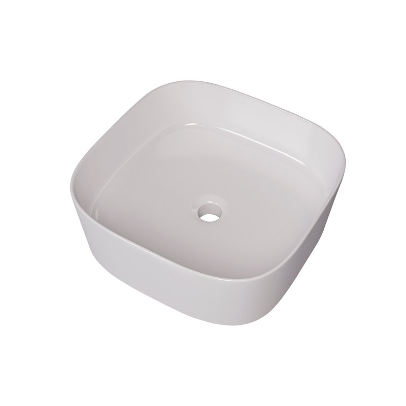 Gerber Cymira 16 In. Soft Square Vessel Bathroom Sink, Above-Counter Glazed White Fireclay Ceramic Vanity Sink, Modern Transitional Basin Sink Bowl