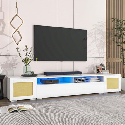 Console Delozier, table de canapé, table de foyer avec portes à pousser