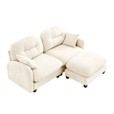 Beige 2 Sectional With Movable , Soft Chenille, Ergonomic Design, Cushion, Ideal For Compact Living Areas And Reading Spaces Modular High Foam Seat, , Flexible Layout, Apartments
