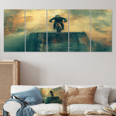 Green Freestyle Bmx Bike Tricks - Cycling Wall Decor Set