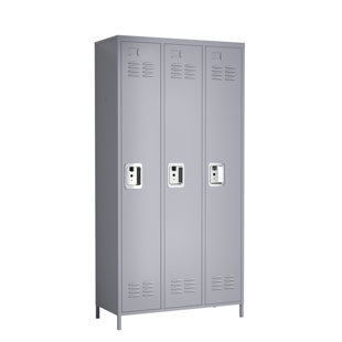 72" Metal Locker for Employees - 3 Doors Metal Storage Locker for Office, School, Gym