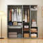 Placard 4 portes gris avec grand miroir de rangement-120762747
