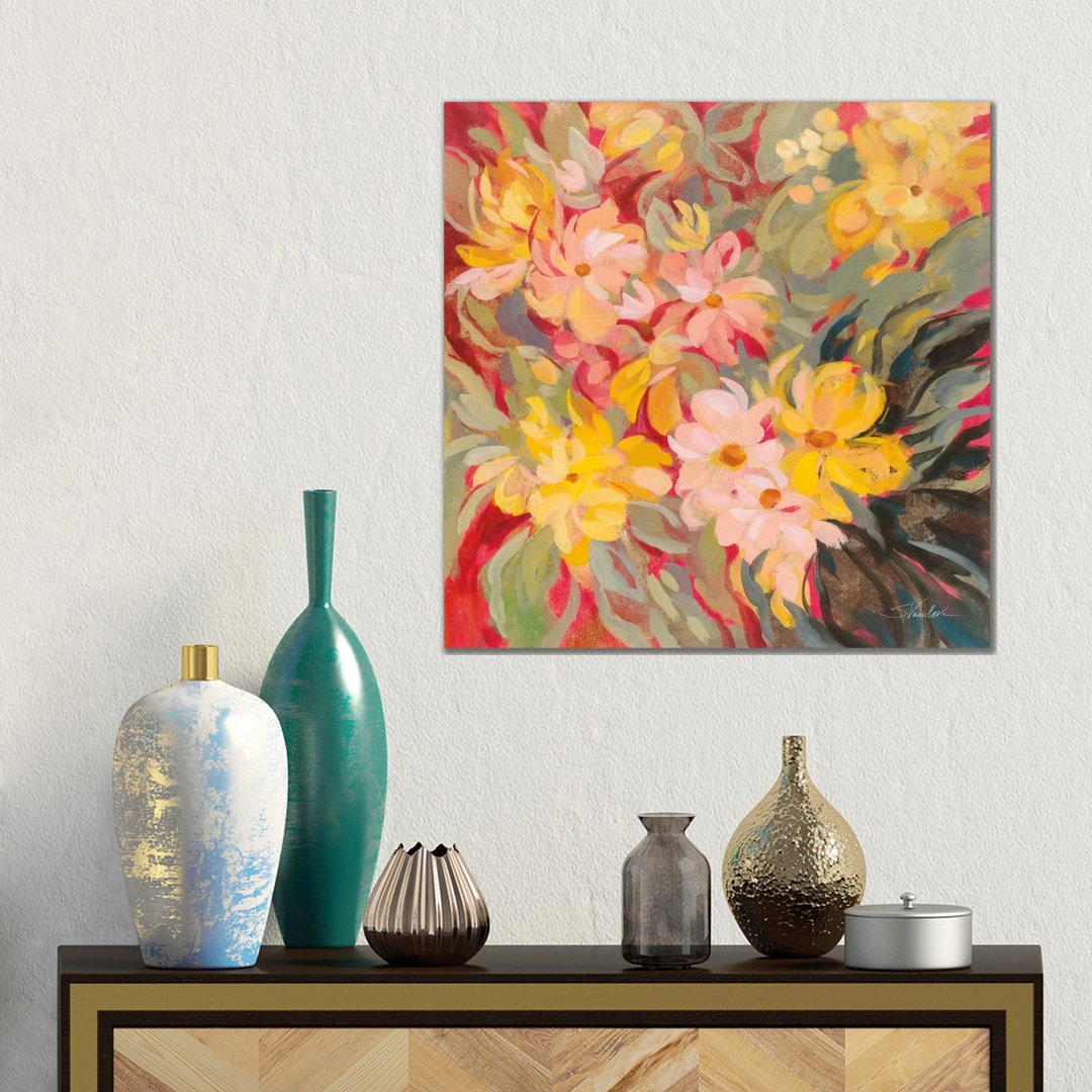 Magenta And Sage Floral von Silvia Vassileva - Galerie-verpackte Leinwand Giclée auf Leinwand