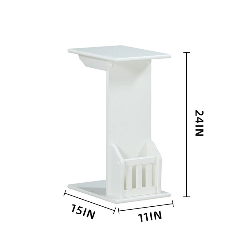 Table de bout avec rangement pour plancher Frierson, Blanc