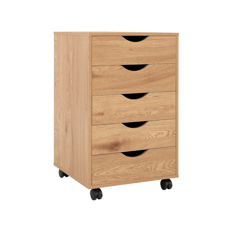 5 Drawer Chest File Cabinet, Wooden Storage Filing Cabinet with Wheels, Office File Cabinet, Office Alex Drawers for File storage
