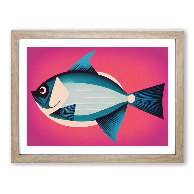 XH1022-1703X Brilliant Fish - Single Picture Frame Print, 46cm H x 64cm W x 2cm D, Oak Framed