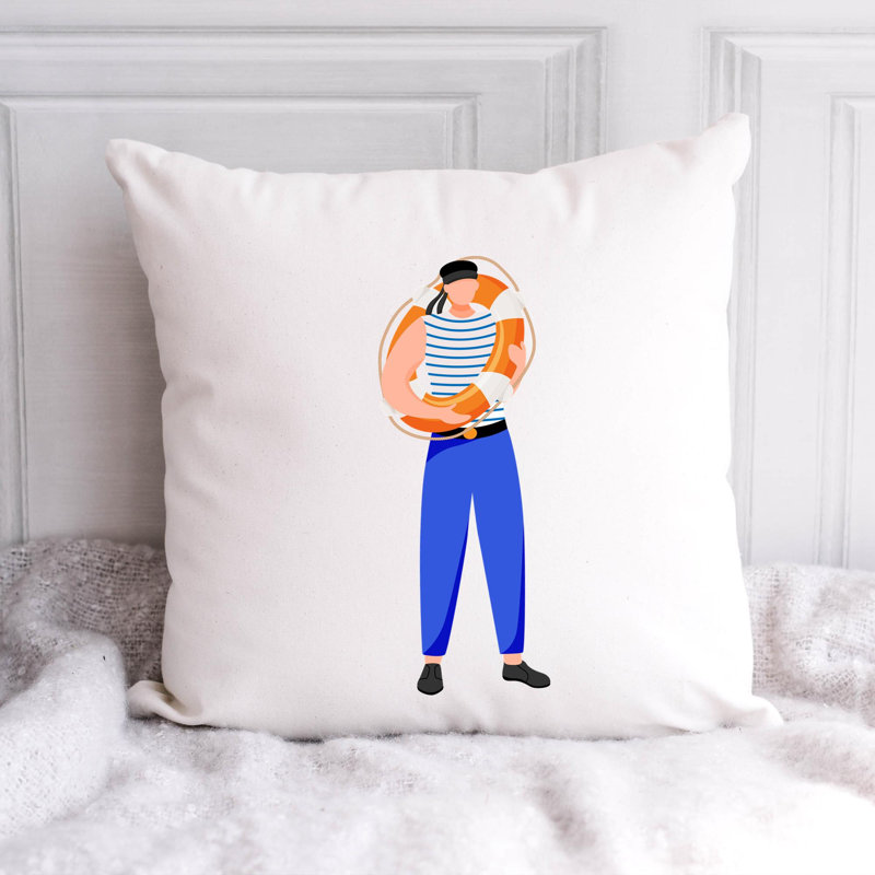 Nautical Sea Life_280 - Coussin décoratif avec coussin décoratif, H 20 po x l 20 po