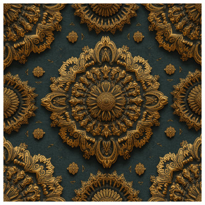 Intricate Bronze Mandala Bath Mat