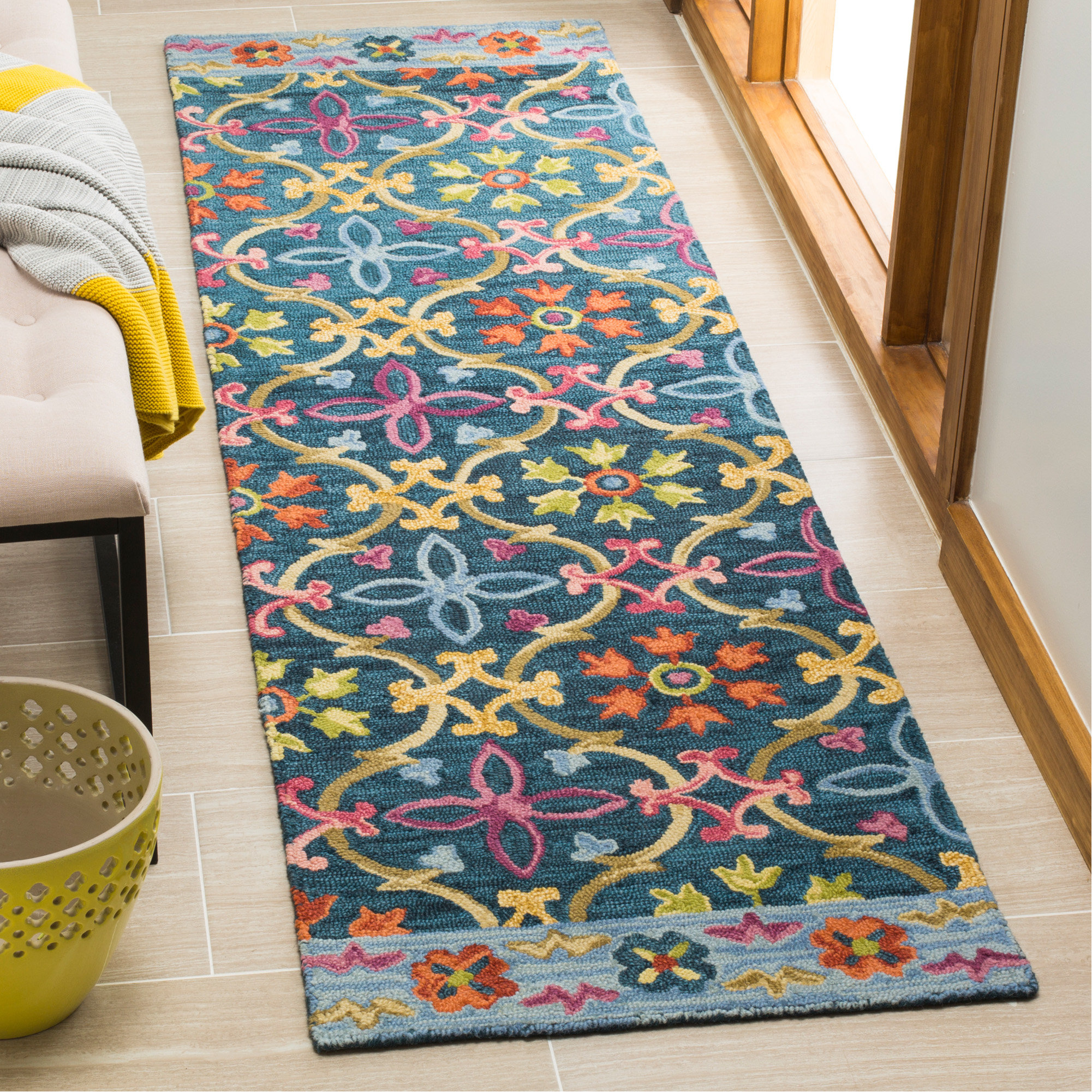 Bungalow Rose Talmo Wool Blue/Yellow Area Rug & Reviews - Wayfair Canada