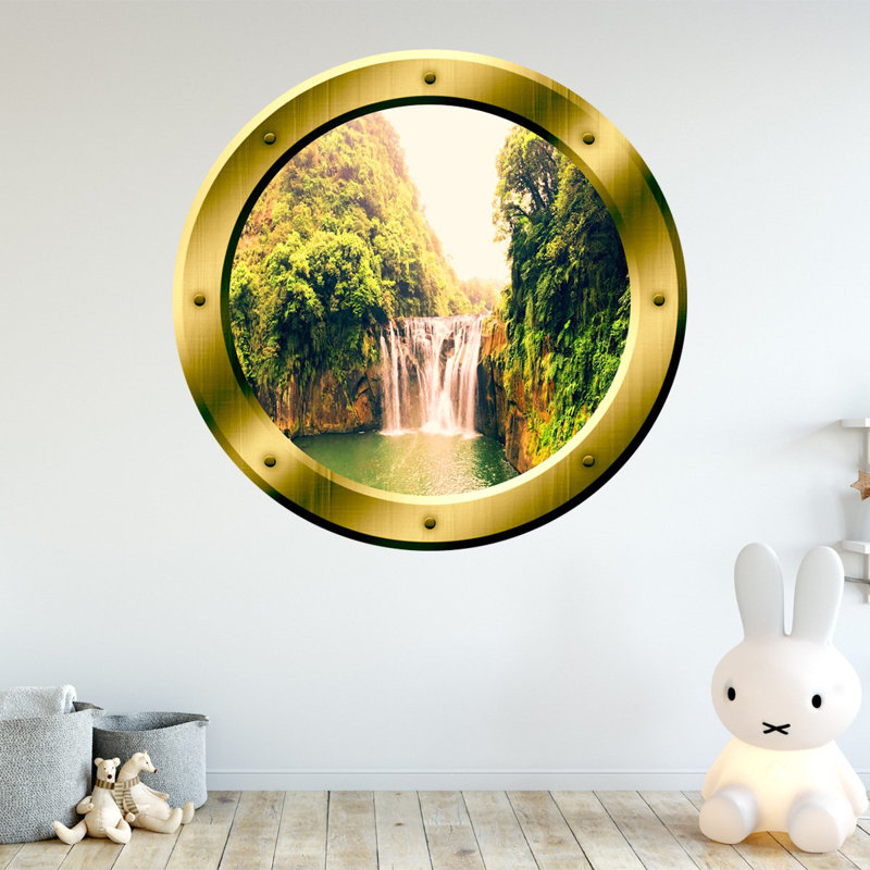 Décalcomanie murale en vinyle cascade hublot, H 20 po x l 20 po x P 0,01 po, Or