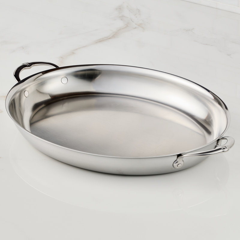 5.5qt Oval Large Clad Stainless Steel Au Gratin (176 Oz)