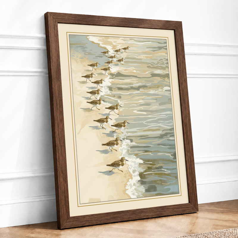 Beach Swimmers Coastal - Print, Walnut, A1 - 84.1 x 59.4 cm