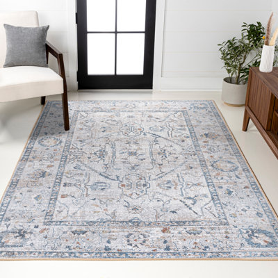 Tapis gris clair / bleu Brandy Rustic Border