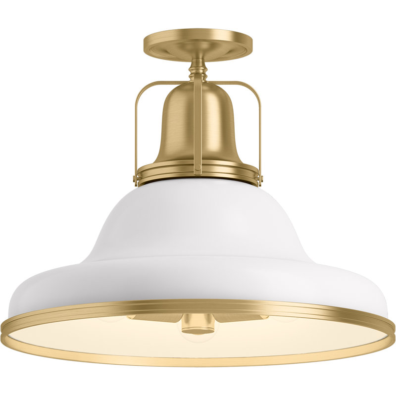 Hauksbee Semi-Flush Light, White Gold Trim