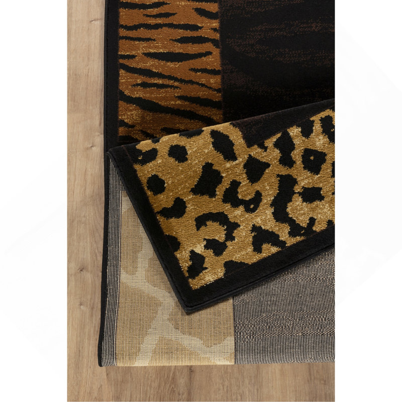 Black 2 Ft. X 3 Ft. Animal Print Area Rug, Rectangle 2' x 3'