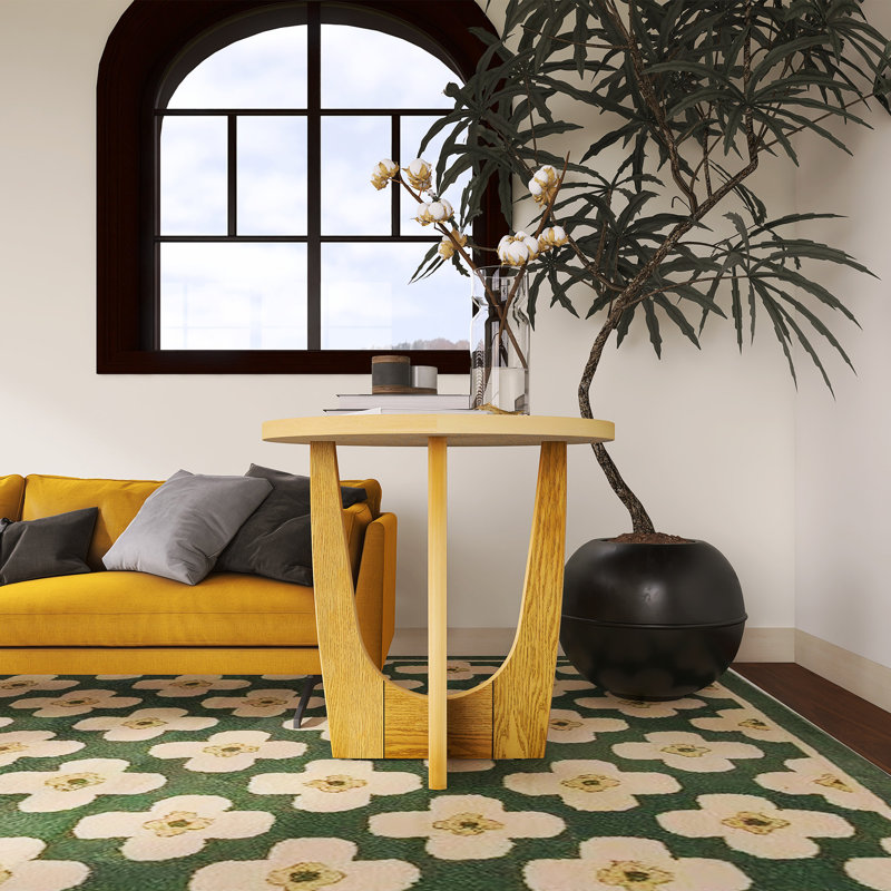 Round Wooden Side Table, 24.25"H x 25.13"W x 25.13"D
